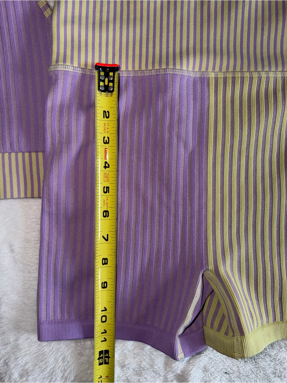 Striped Lavender & Olive Ribbed Active Set - Crop Tank + Biker Shorts - Picture 12 of 15